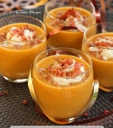 Recette du VELOUTÉ de légumes oranges aux lardons - by Tatie Maryse